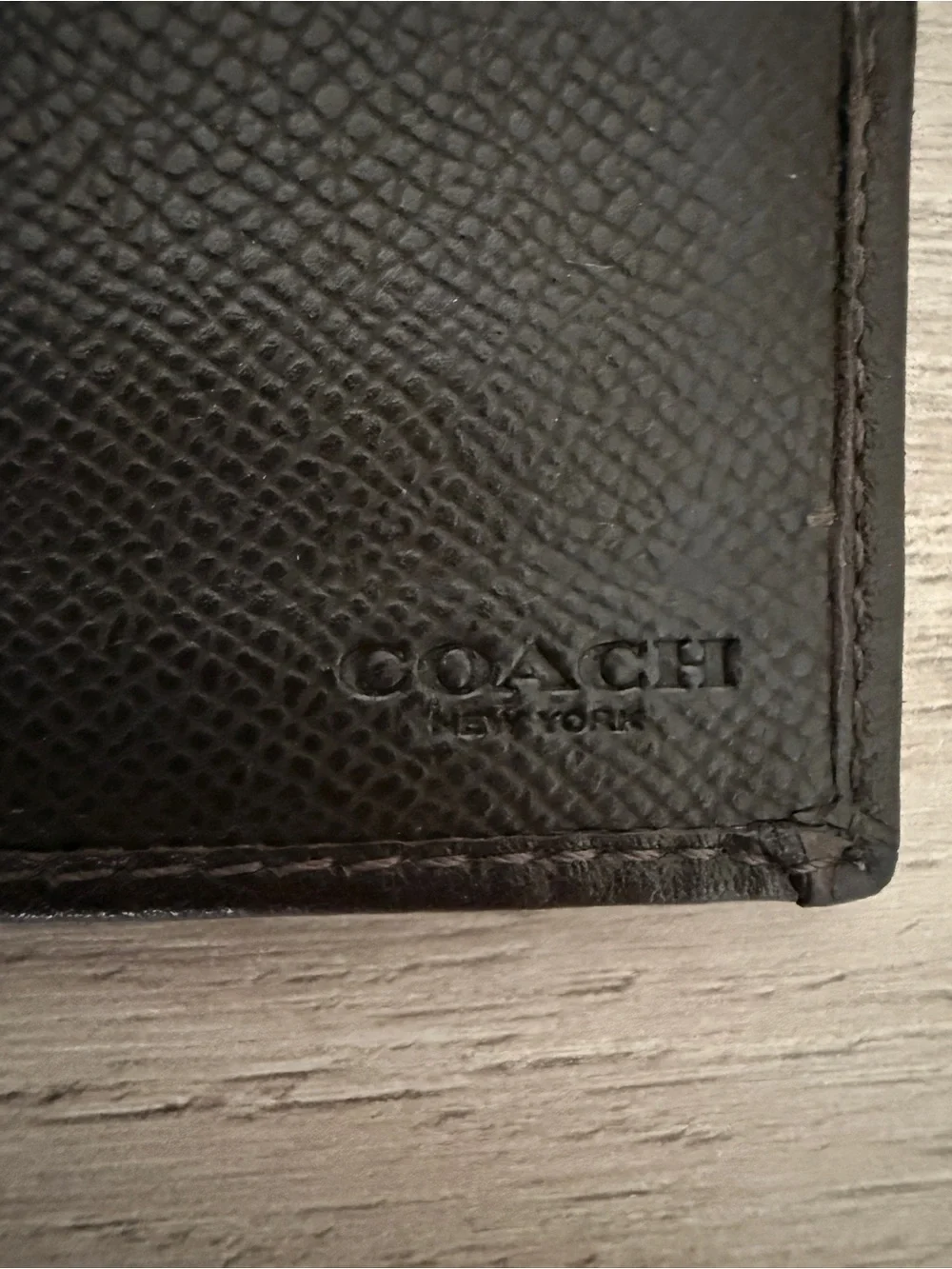 Coach Brown Signature Canvas Trifold Wallet with Leather Trim & Carriage Logo